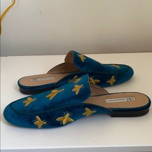 Turquoise and gold mule